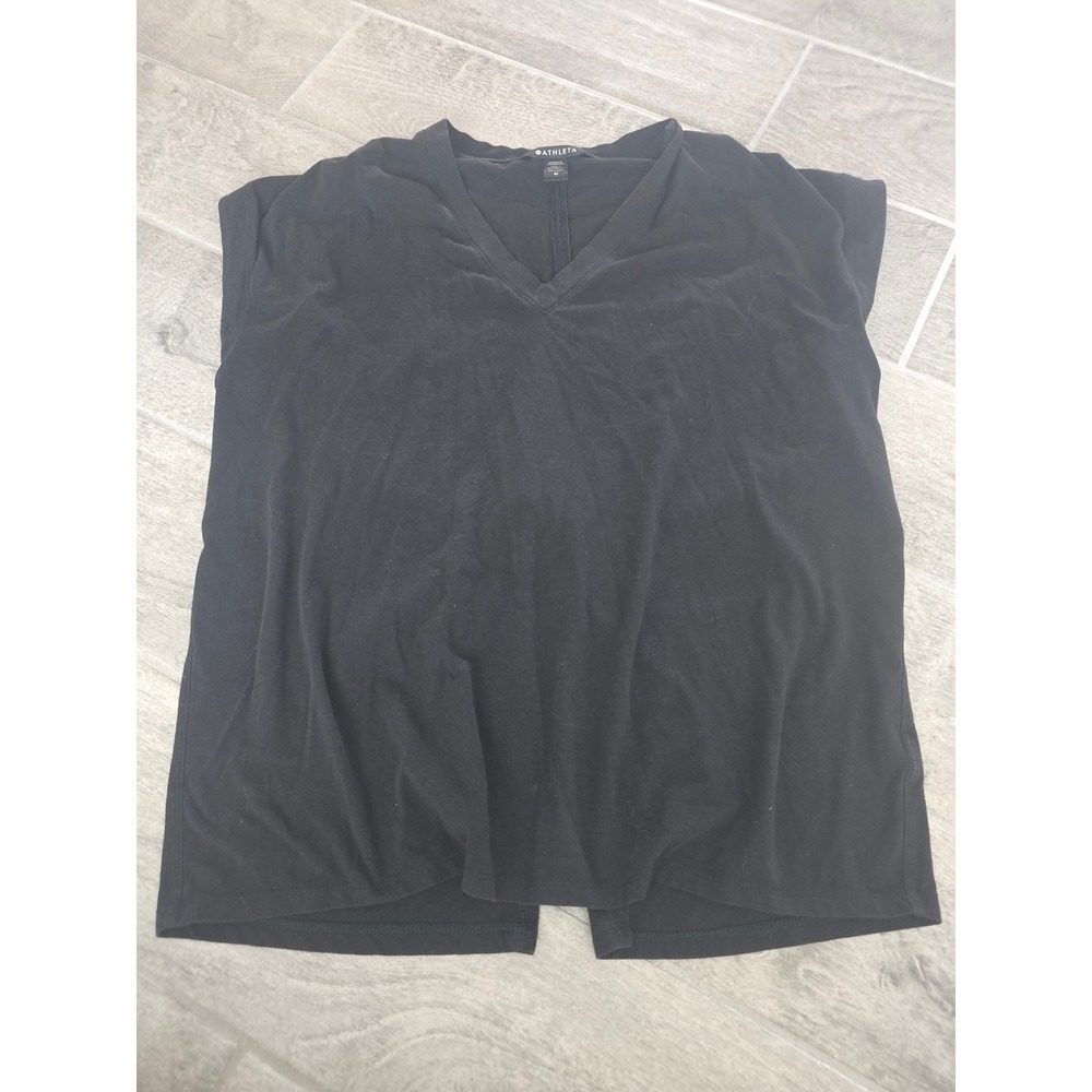 Athleta Black‎ V Neck Cap Sleeve Top with Twist Back Detail - Women's Medium